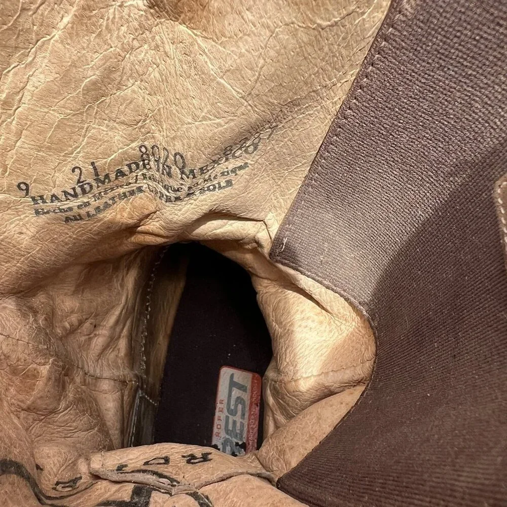 Roper Western Boots Women's Size 7.5 US Arrow Feather Embriodered Tan Leather Th - Picture 10 of 12